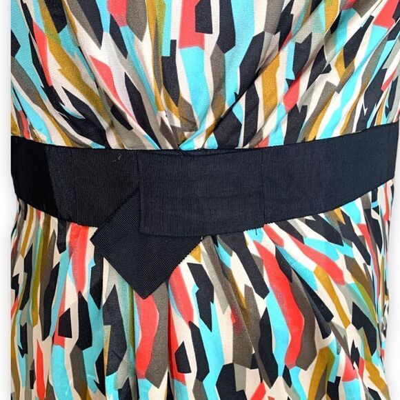 Vertigo Paris Dress Abstract Multicolored Art To Wear Sleeveless Ruched Sheath - Picture 8 of 12